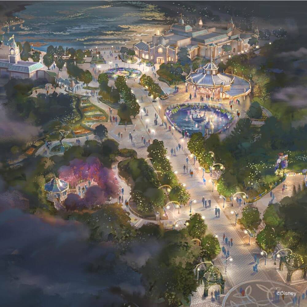 Skizze der neuen Themenbereiche im Disney Adventure World